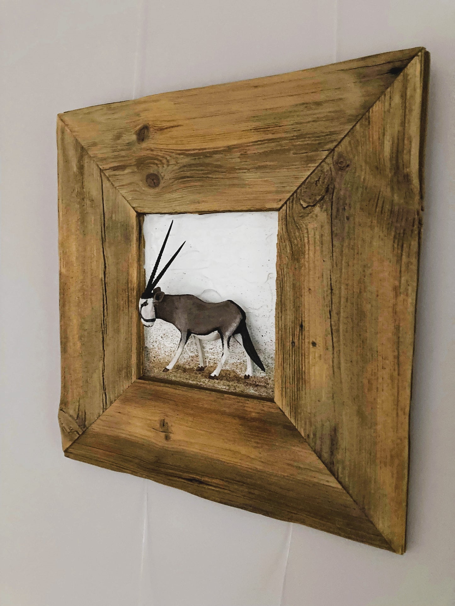 Wall Art - 3D Oryx Antilop in Kiefernholz Rahmen