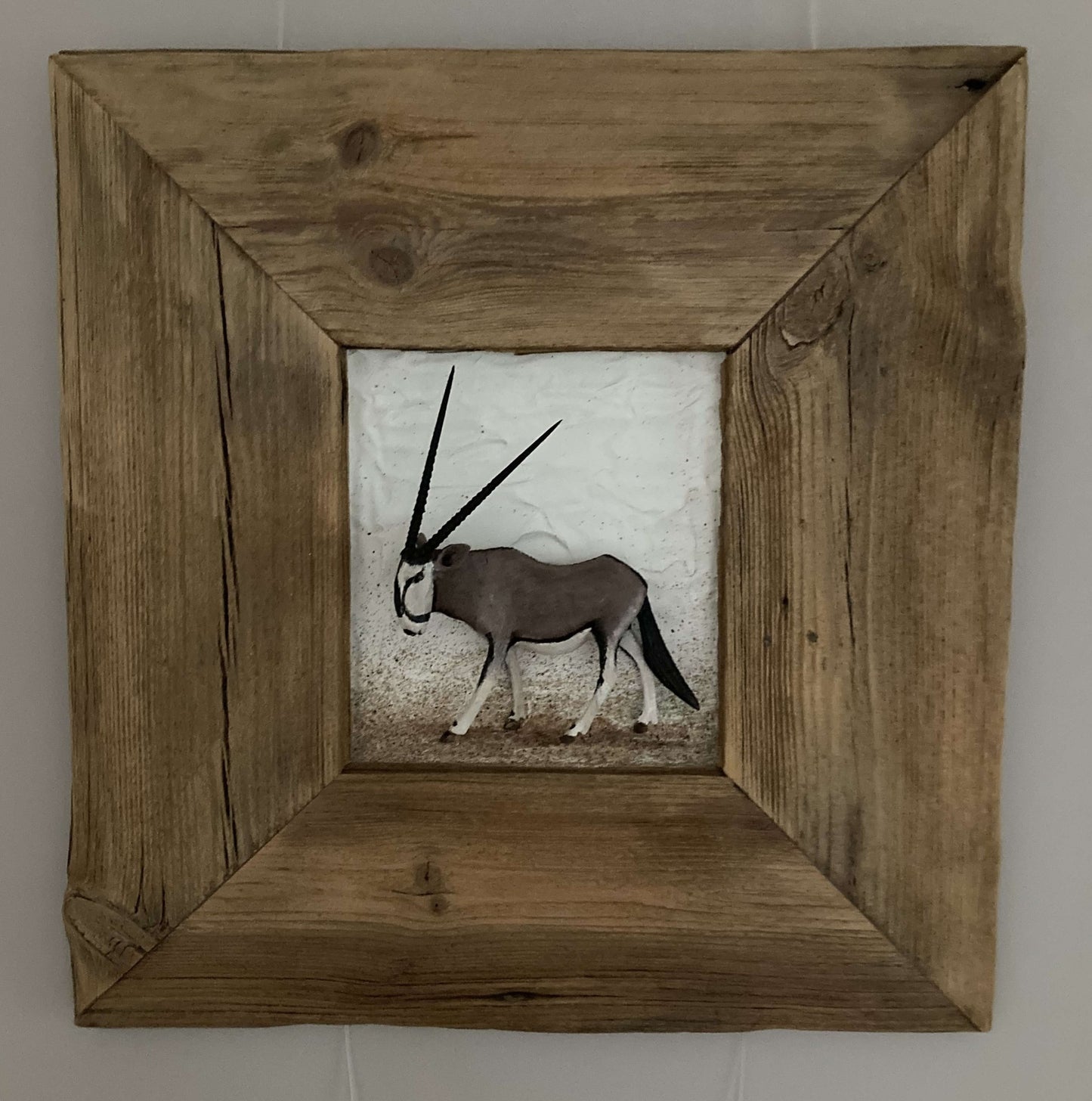 Wall Art - 3D Oryx Antilop in Kiefernholz Rahmen